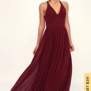 Love Spell Burgundy Lace-Back Maxi Dress